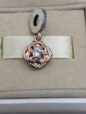 ✨🔥Pandora Two-tone Rose Dangle Charm